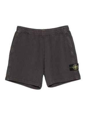 STONE ISLAND: Trousers Shorts - Dark Grey Shorts With Logo