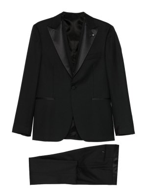 TAGLIATORE: completi da cerimonia - Smoking Nero In Lana Con Revers In Raso