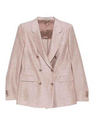 TAGLIATORE: blazers - Pink Double-Breasted Cotton Paris Blazer