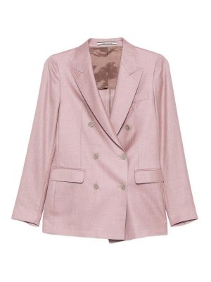 TAGLIATORE: blazers - Double-Breasted Pink Wool Blazer