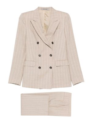 TAGLIATORE: blazers - Elegant Beige Pinstripe Suit