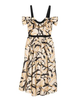 ELISABETTA FRANCHI: abiti al ginocchio - Vestito  midi stampato con dettagli volant