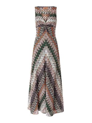 MISSONI: maxi dresses - Multicolor Long Dress With V-Neck