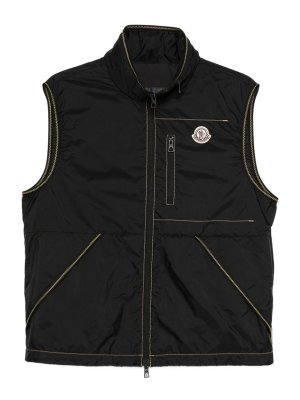 MONCLER: vests - Black Vest With Contrasting Stitching