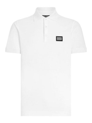 DOLCE & GABBANA: polo shirts - Polo Shirt In White Cotton With Label