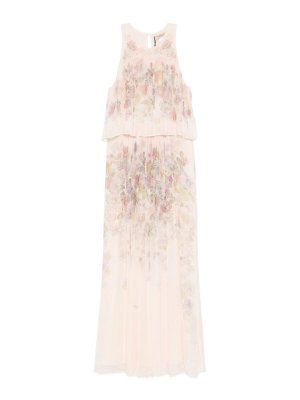 TWINSET: maxi dresses - Powder Pink Long Dress With Floral Print