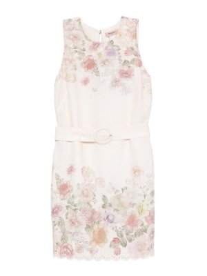TWINSET: short dresses - Powder Pink Short Dress With Floral Print