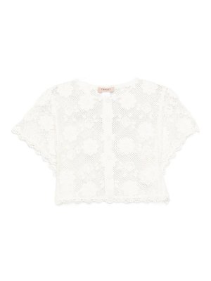 TWINSET: Tops & Tank tops - White Crochet-Effect Top