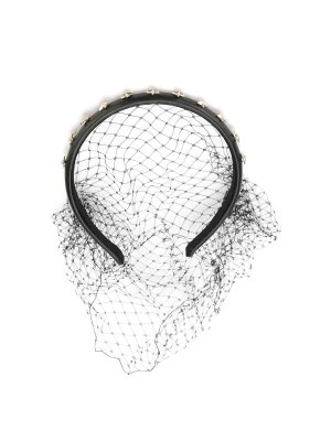 VALENTINO RED: hair accessories - Black Hairband With Netting