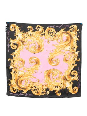 Versace Jeans Couture: Stoles & Shawls - Foulard In Silk With Gold And Black Print