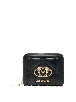 MOSCHINO: portafogli - Portafoglio nero trapuntato a forma di