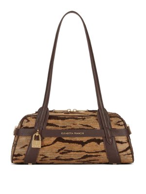ELISABETTA FRANCHI: shoulder bags - Brown Shoulder Bag With Tiger Print