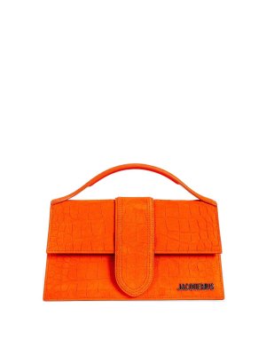 JACQUEMUS: borse a tracolla - Borsa in pelle scamosciata arancione