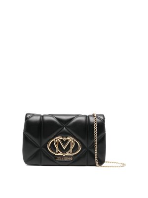 LOVE MOSCHINO: shopper - Borsa Trapuntata Nera Con Placca Logo