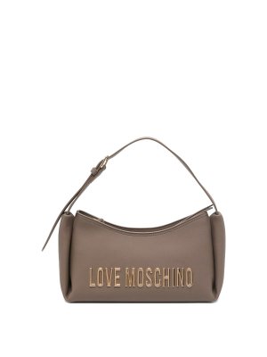 LOVE MOSCHINO: shoulder bags - Taupe Shoulder Bag With Gold Logo