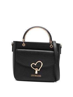 LOVE MOSCHINO: shopper - Borsa Tote In Ecopelle Nera Con Tasca Esterna