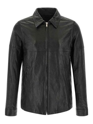 RICK OWENS: leather jacket - Brad Jacket