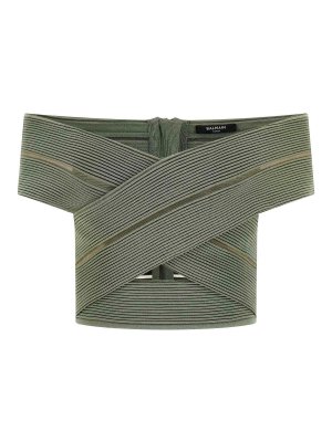 Balmain: Tops y camisetas sin mangas - Top - Verde