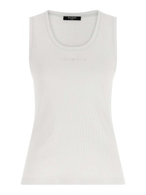 Balmain: Tops & Tank tops - Logo Embroidery Tank Top