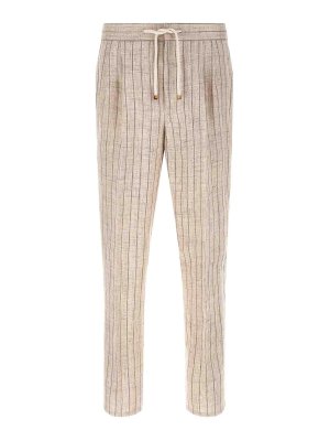 BRUNELLO CUCINELLI: casual trousers - Striped Linen Trousers