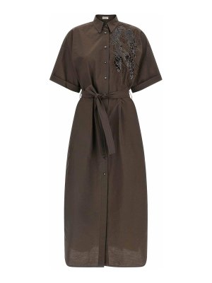 BRUNELLO CUCINELLI: knee length dresses - Dazzling Seabed Embroidery Dress