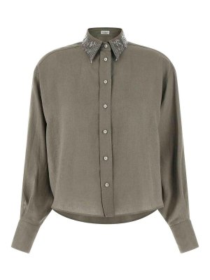 BRUNELLO CUCINELLI: shirts - Sequin Collar Shirt