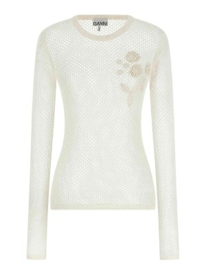 GANNI: Pull col rond - Pull Col Rond - Blanc