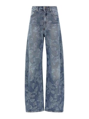 GIUSEPPE DI MORABITO: straight leg jeans - Jacquard Flower Jeans