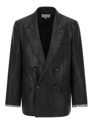 Maison Margiela: giacche blazer - Blazer in lana laminata
