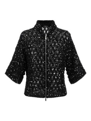 PESERICO: cardigan - Cardigan in rete con paillettes