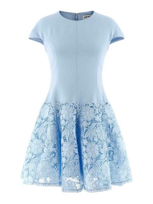 Self Portrait: knee length dresses - Blue Crepe Lace Dress