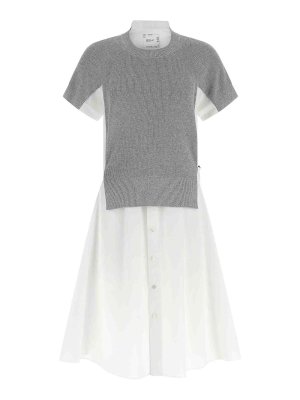Sacai: knee length dresses - Hybrid Dress