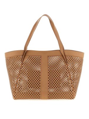 TWINSET: totes bags - Openwork Leather Shopping Bag