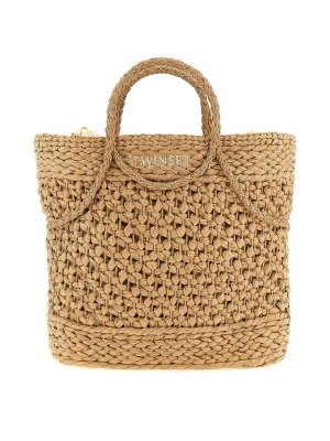 TWINSET: totes bags - Straw Shopping Bag