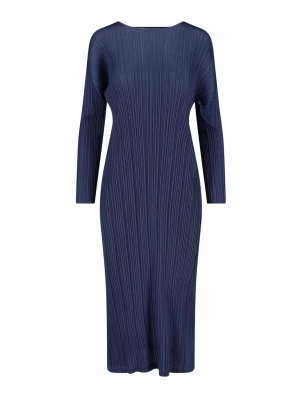 PLEATS PLEASE ISSEY MIYAKE: Knielange Kleider - Knielanges Kleid - Blau
