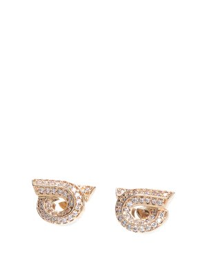 SALVATORE FERRAGAMO: Earrings - Logo Earrings With Rhinestones