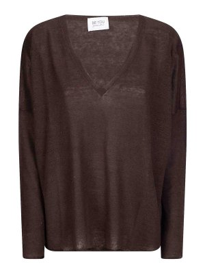 BE YOU: Strickpullover mit V-Ausschnitt - V-Pullover - Braun