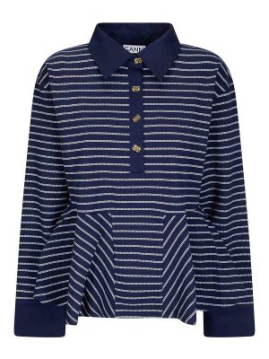 GANNI: polo shirts - Single Pique Peplum Polo