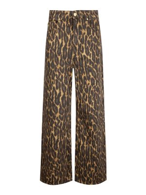 GANNI: straight leg jeans - Print Denim Baggy Jeans