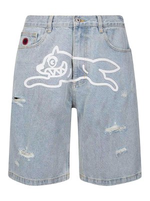 ICECREAM: Trousers Shorts - Running Dog Denim Shorts