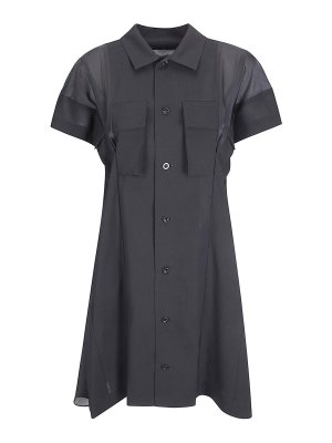 Sacai: abiti corti - Vestito in lana