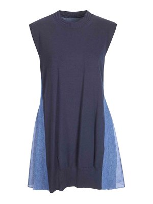 Sacai: gonne al ginocchio  e longuette - Vestito  in maglia denim X