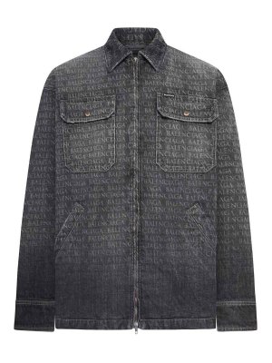 BALENCIAGA: Jeansjacken - Jeansjacke - Grau