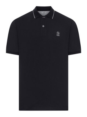 BRUNELLO CUCINELLI: polo shirts - Cotton Polo Shirt With Embroidered Logo