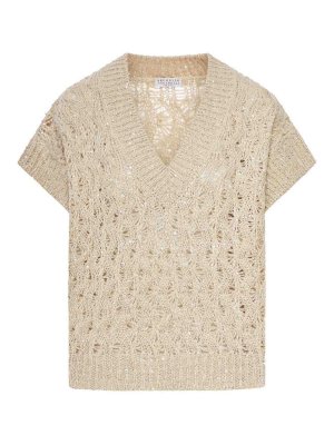 BRUNELLO CUCINELLI: vests - Linen And Silk Knitted Vest