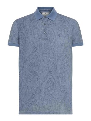 ETRO: polo shirts - Cotton Polo Shirt With Arnica Pattern