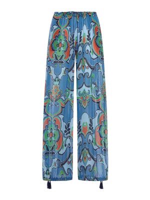 ETRO: pantaloni casual - Pantaloni In Misto Seta Stampata Con Coulisse