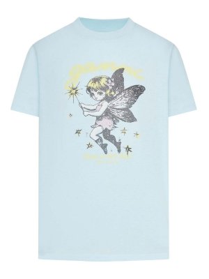 GANNI: t-shirt - T-shirt in cotone con stampa grafica fata