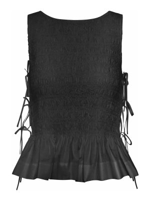 GANNI: Tops & Tank tops - Black Cotton Top With Layers