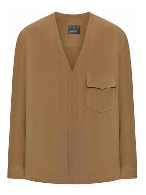 GIORGIO ARMANI: blouses - Viscose Blouse With V-Neck And Patch Pocket